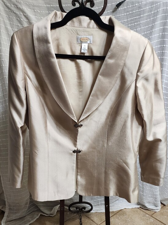 Talbots Jackets & Blazers - Silk Blazer Formal Talbots Cream Blazer with Hook Eye Closure Satin Sheen Sz 16